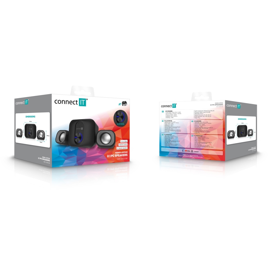 CONNECT IT CSP-2100-BK - LED Set zvučnika sa subwooferom 11W/5V crna