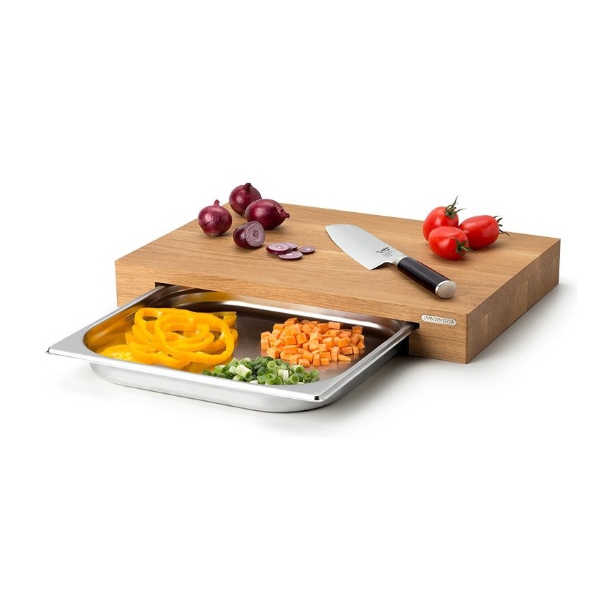 Continenta C4110 - Kuhinjska daska za rezanje s posudom 39x27 cm hrast