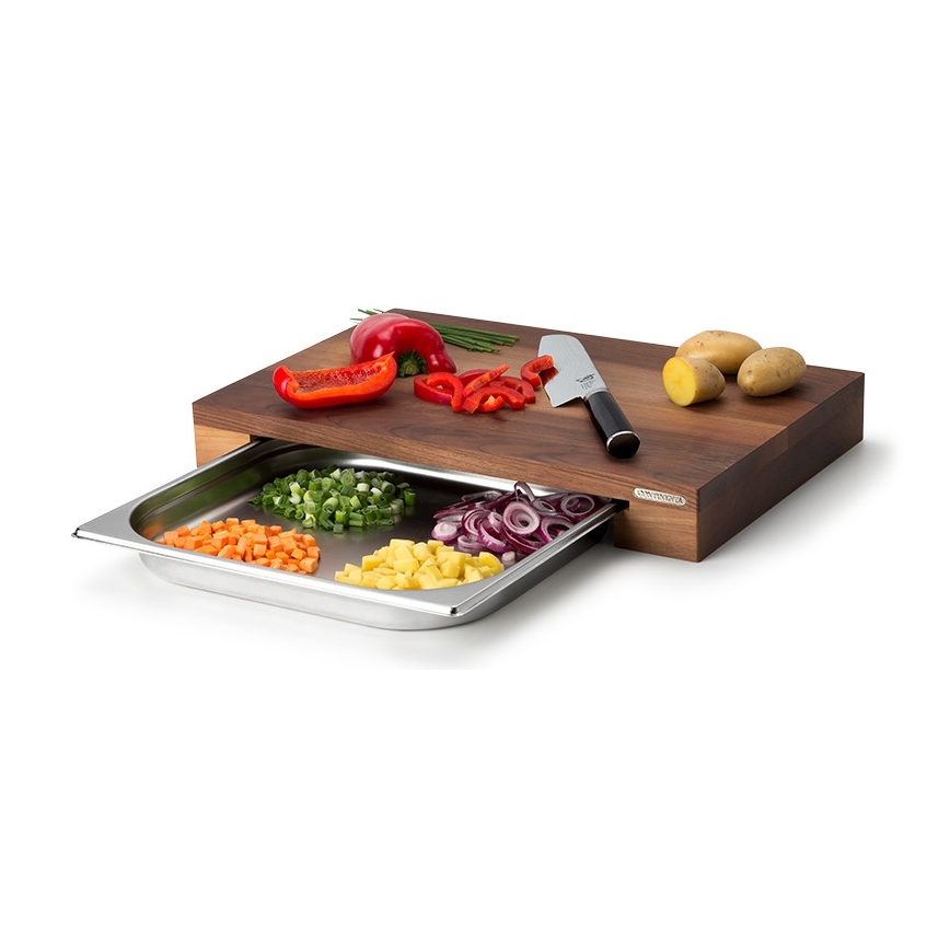 Continenta C4210 - Kuhinjska daska za rezanje s posudom 39x27 cm orah