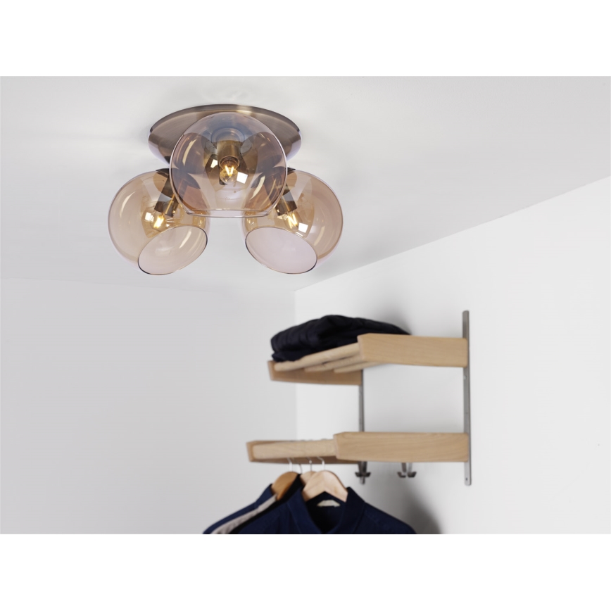 Cottex - Stropna svjetiljka CAPELLA 3xE14/40W/230V Ø 37 cm zadimljena/smeđa