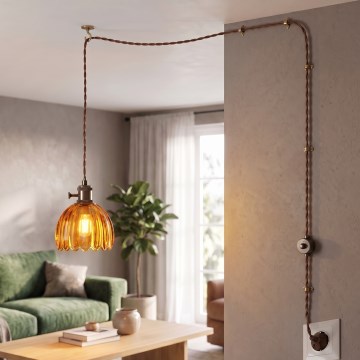 Cottex - Viseća svjetiljka na kabel za utičnicu NORA 1xE14/5W/230V smeđa