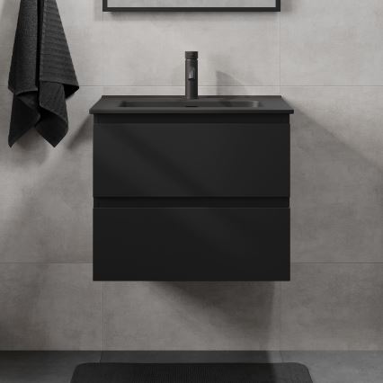 Crni kupaonski ormarić s umivaonikom KENWOOD 61x52x45 cm