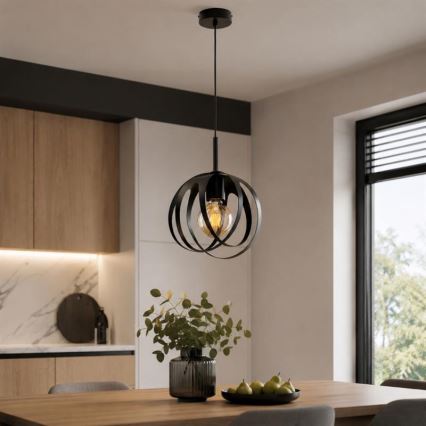 Crni luster na kabelu ASANI 1xE27/15W/230V