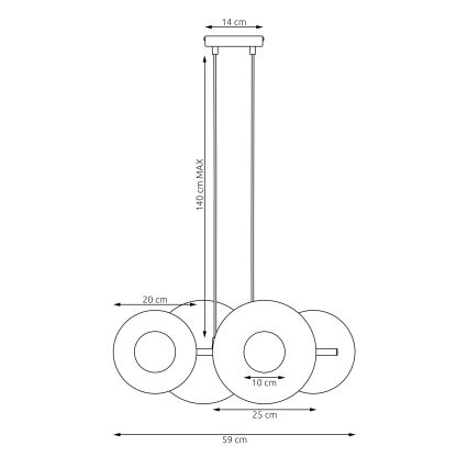 Crni luster na sajli UMBRA 4xG9/8W/230V