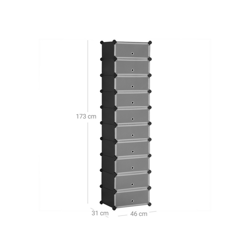 Crni modularni regal s ladicama BOXIFY