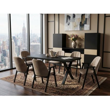 Crni produživi blagovaonski stol DOMO 150/190x80 cm