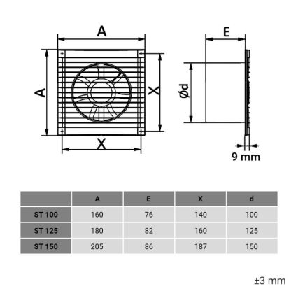 Dalap 1220 - Aksijalni ventilator s zaštitnom mrežicom 125 ST 16W/230V