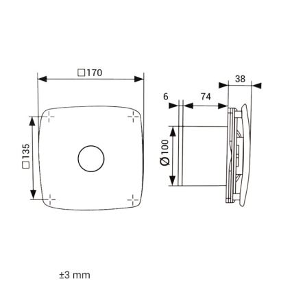 Dalap 41093zw - Aksijalni ventilator s tajmerom 100 ONYX ZW 14W/230V