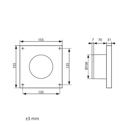 Dalap 41095ZW - Aksijalni ventilator s tajmerom i senzorom vlage 100 DARK ZW 8,4W/230V