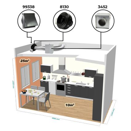 Dalap 8128 - Radijalni kanalni ventilator TURBINE M 100 60W/230V