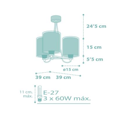 Dalber 41007H - Dječji luster DOTS 3xE27/60W/230V