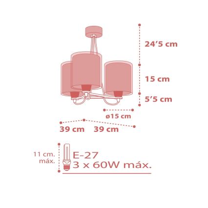 Dalber 41007S - Dječji luster DOTS 3xE27/60W/230V