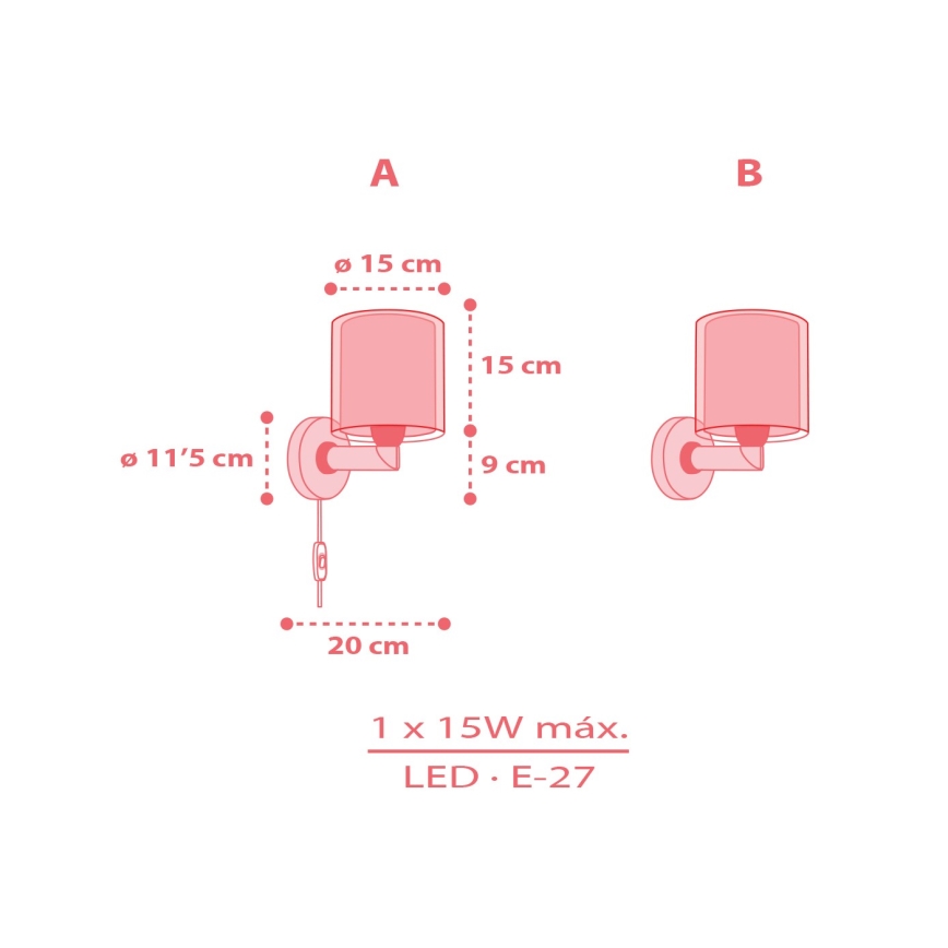 Dalber 41199 - Dječja zidna svjetiljka RAINBOW 1xE27/15W/230V šarena