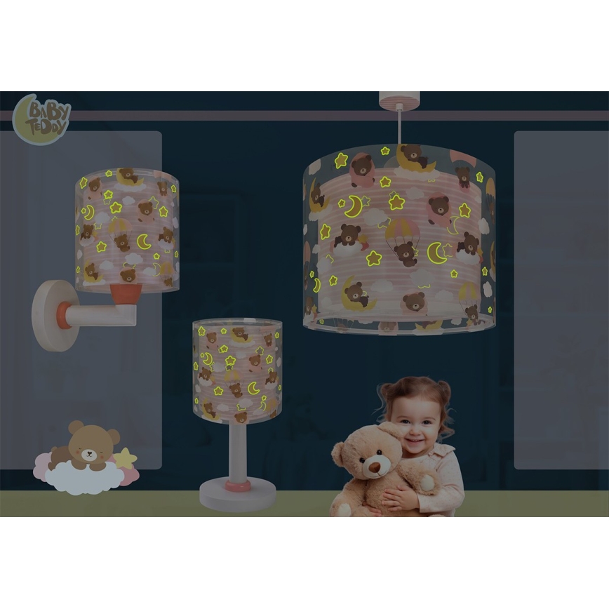 Dalber 41572S - Dječji luster BABY TEDDY 1xE27/15W/230V ružičasta