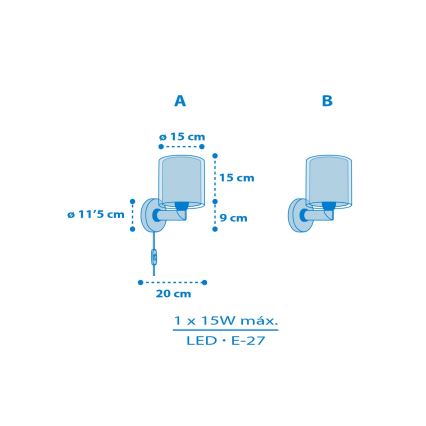 Dalber 41579T - Dječja zidna svjetiljka BABY TEDDY 1xE27/15W/230V plava