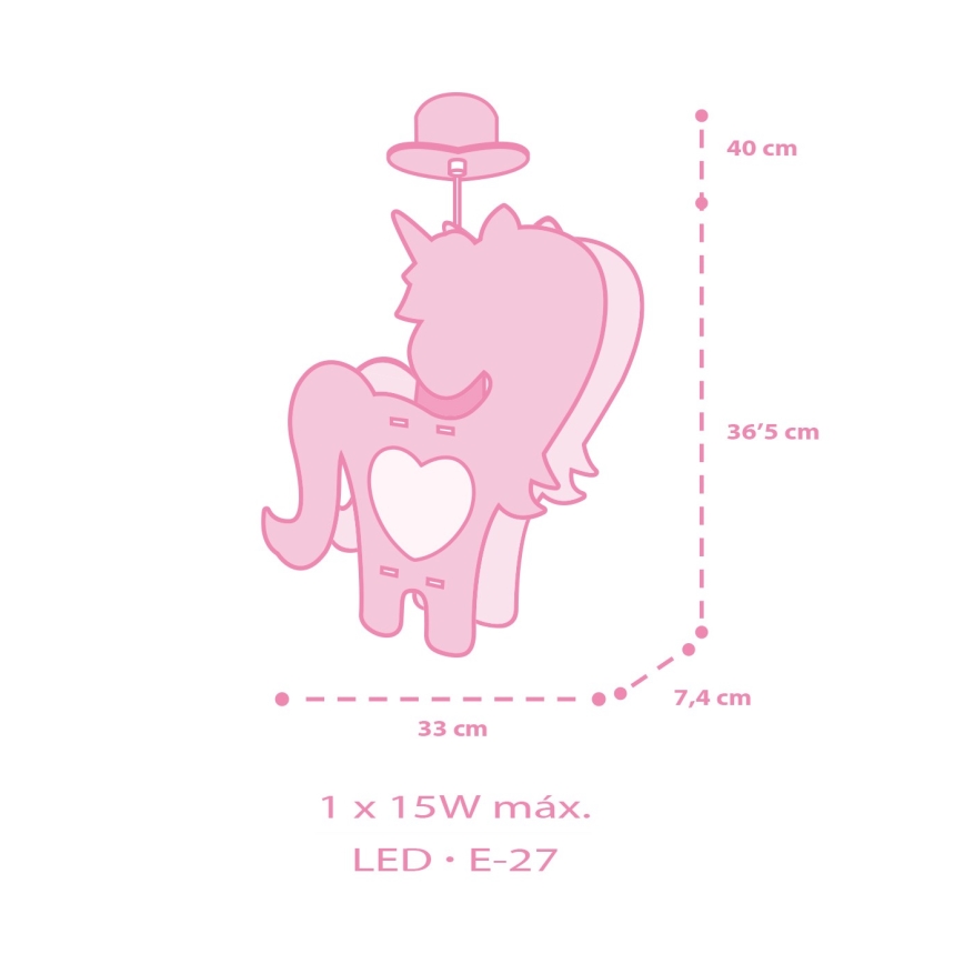 Dalber 41597 - Dječji luster UNICORN 1xE27/15W/230V