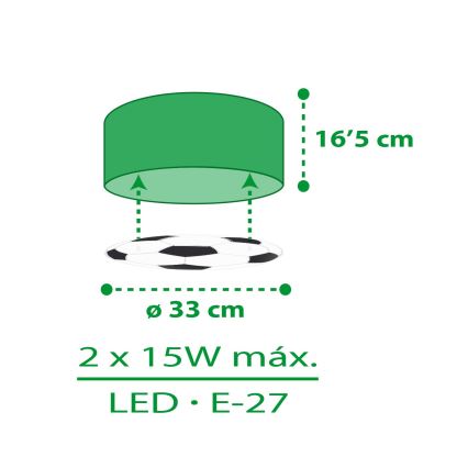 Dalber 41736 - Dječja stropna svjetiljka FOOTBALL 2xE27/15W/230V