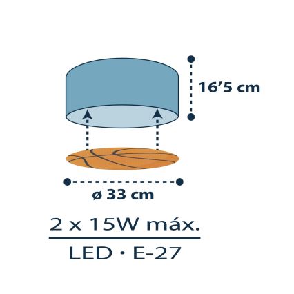 Dalber 41746 - Dječja stropna svjetiljka BASKET 2xE27/15W/230V