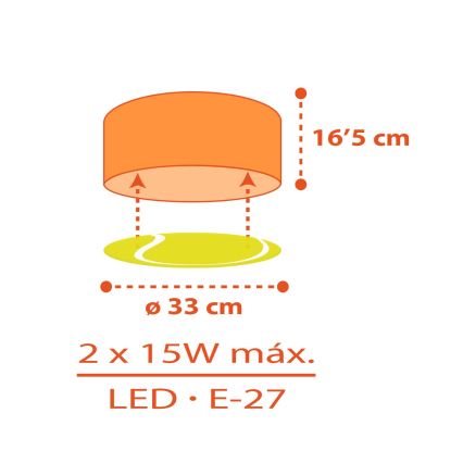 Dalber 41756 - Dječja stropna svjetiljka TENNIS 2xE27/15W/230V