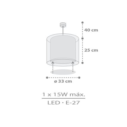 Dalber 41762E - Dječji luster KAWAII FRIENDS 1xE27/15W/230V siva