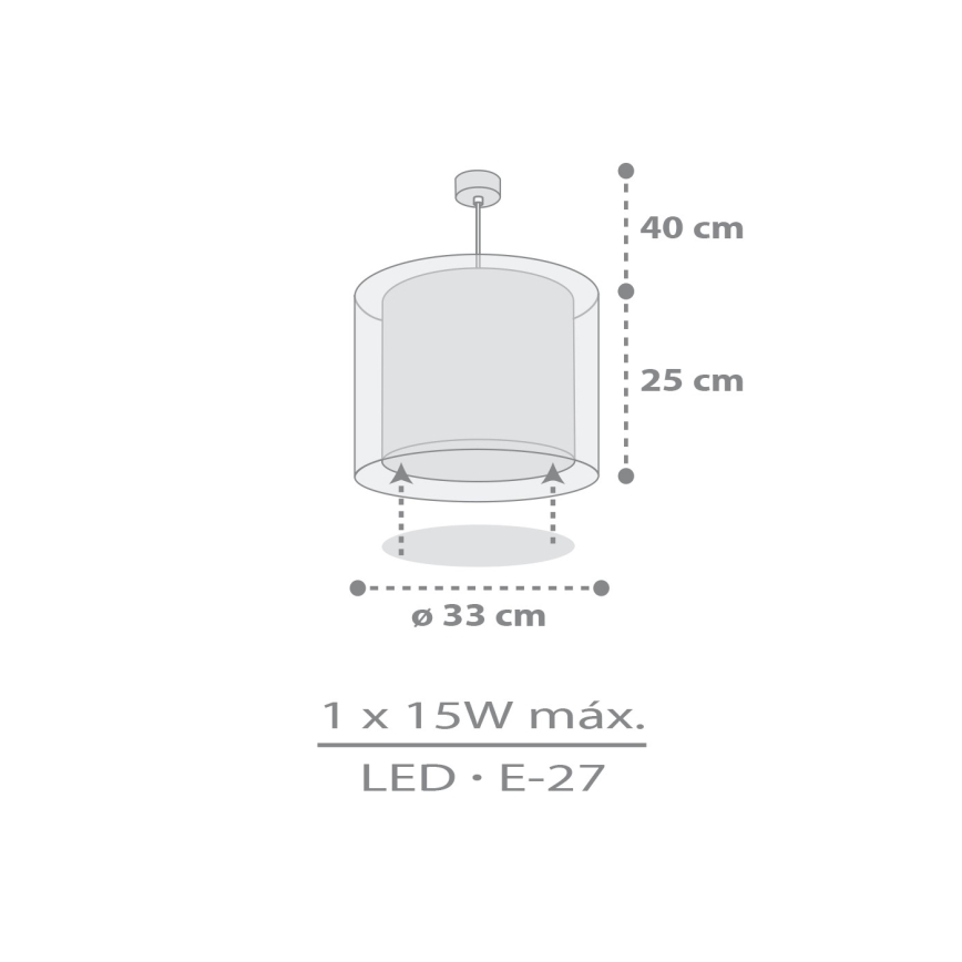 Dalber 41762E - Dječji luster KAWAII FRIENDS 1xE27/15W/230V siva
