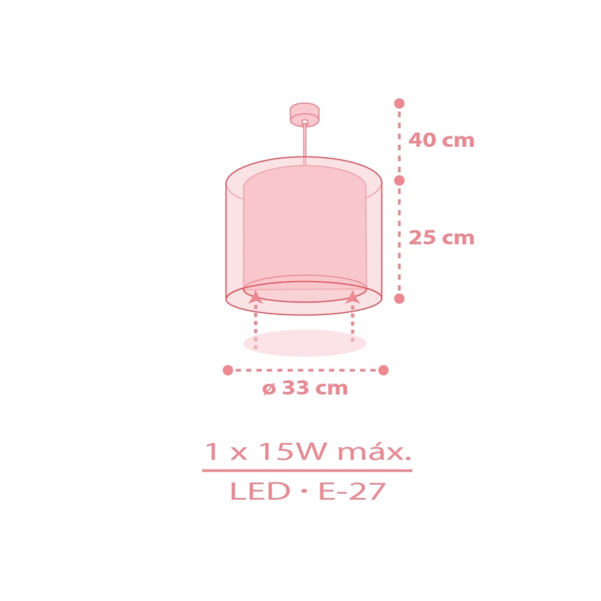 Dalber 41762S - Dječji luster KAWAII FRIENDS 1xE27/15W/230V ružičasti