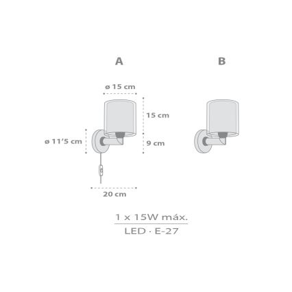 Dalber 41769E - Dječja zidna svjetiljka KAWAII FRIENDS 1xE27/15W/230V siva