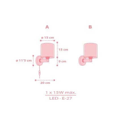 Dalber 41769S - Dječja zidna svjetiljka KAWAII FRIENDS 1xE27/15W/230V ružičasta