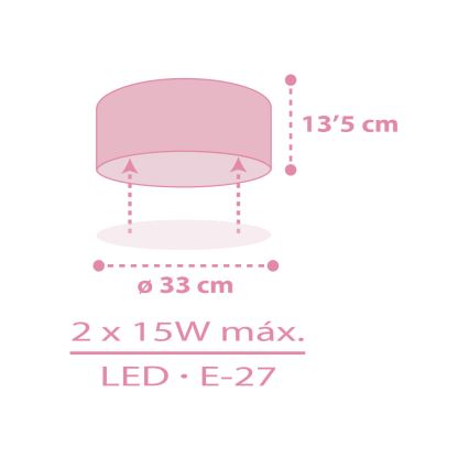 Dalber 42006S - Dječja stropna svjetiljka COLOR LIGHT 2xE27/15W/230V ružičasta