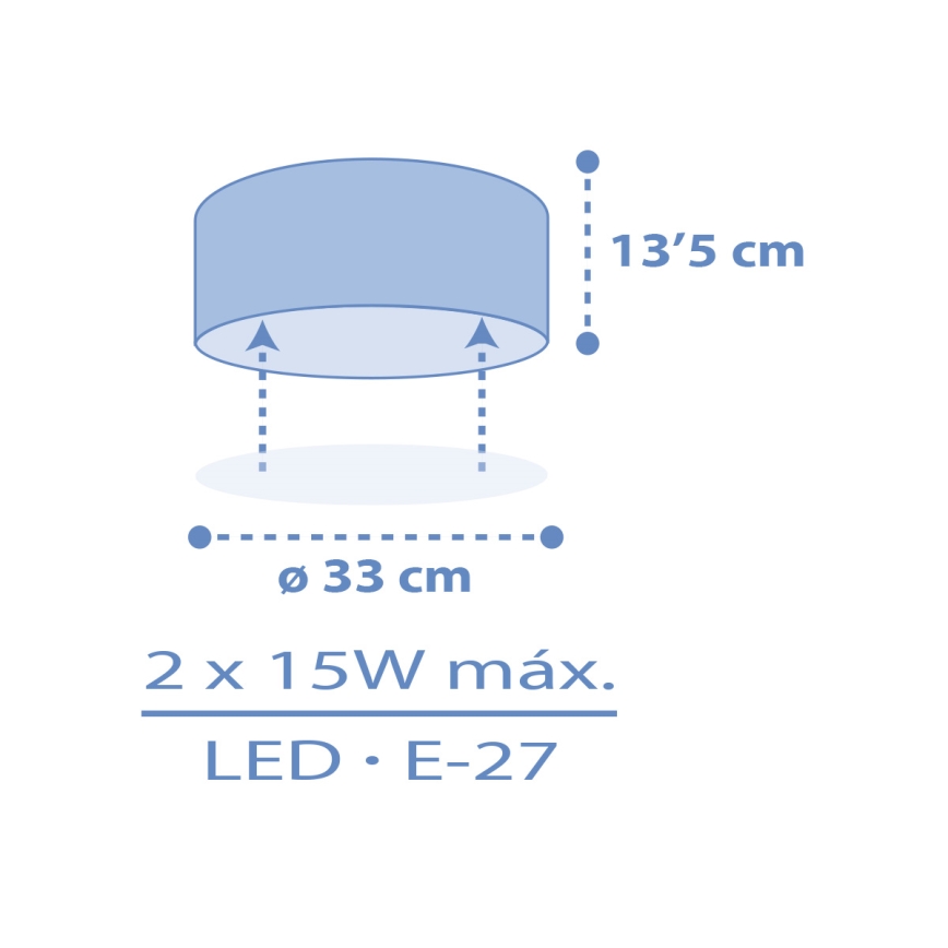 Dalber 42006T - Dječja stropna svjetiljka COLOR LIGHT 2xE27/15W/230V plava