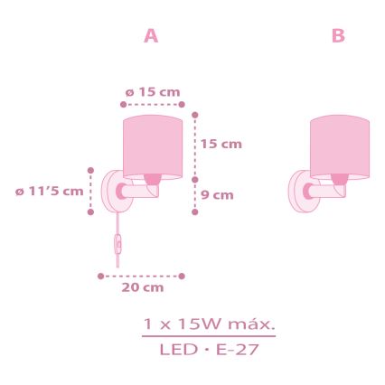 Dalber 42499 - Dječji zidni luster FAIRY DREAMS 1xE27/15W/230V