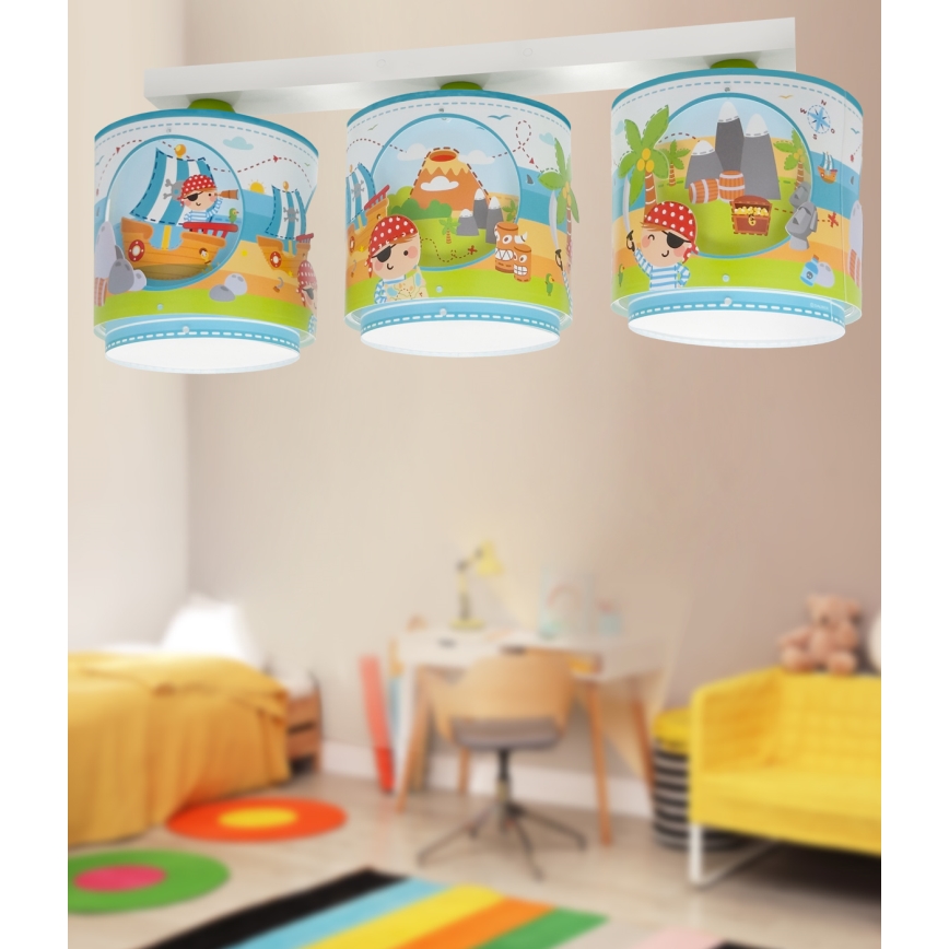 Dalber 60653 - Dječja stropna svjetiljka PIRATE ISLAND 3xE27/15W/230V