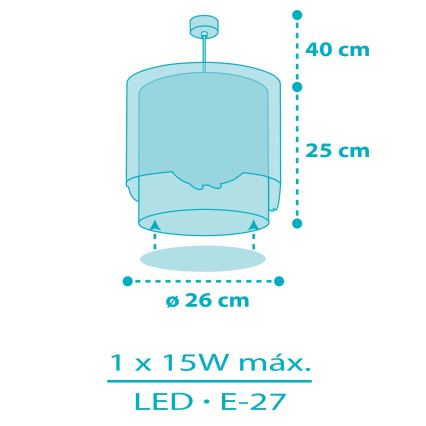 Dalber 61172T - Dječji luster WHALE DREAMS 1xE27/15W/230V plava