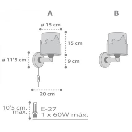 Dalber 61279 - Dječja zidna svjetiljka LOVING DEER 1xE27/60W/230V