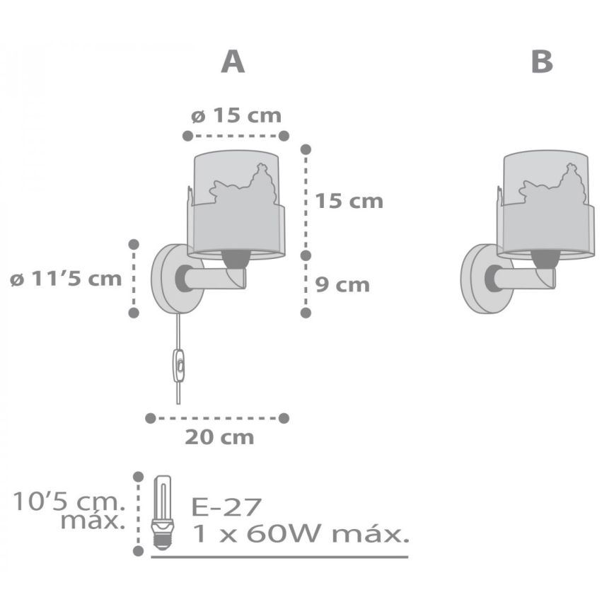 Dalber 61279 - Dječja zidna svjetiljka LOVING DEER 1xE27/60W/230V