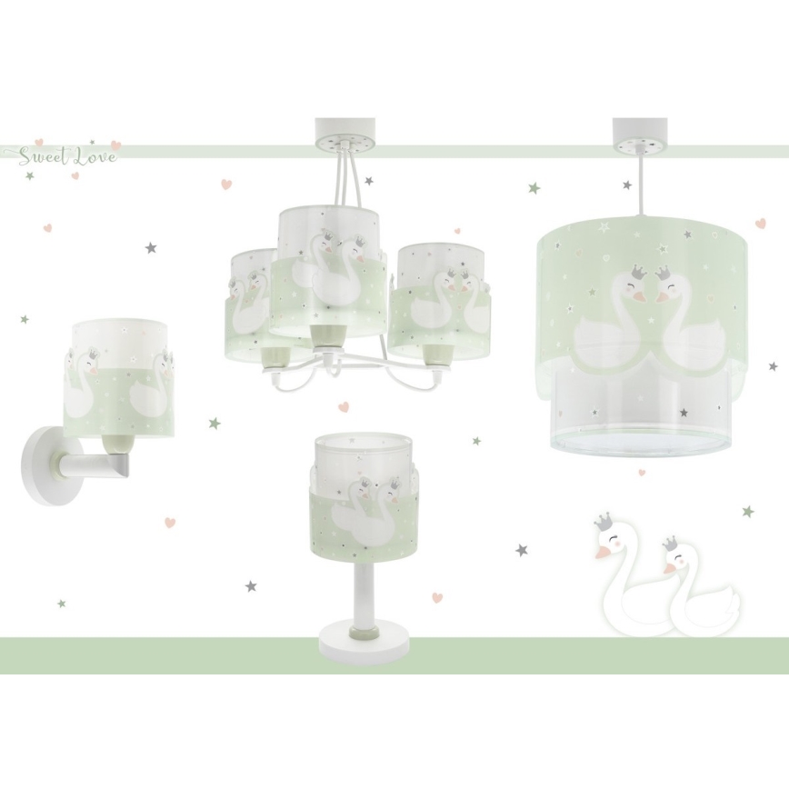 Dalber 61717H - Dječji luster SWEET LOVE 3xE27/60W/230V zelena