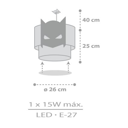 Dalber 61802 - Dječji luster DARK HERO 1xE27/15W/230V