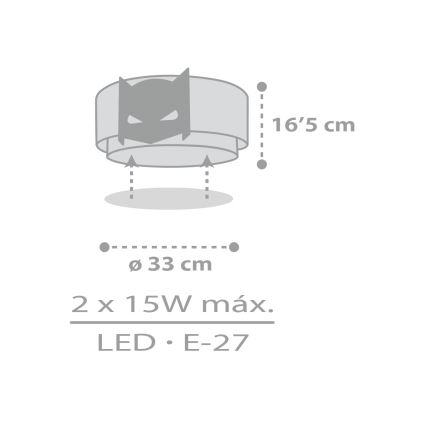Dalber 61806 - Dječja stropna svjetiljka DARK HERO 2xE27/15W/230V