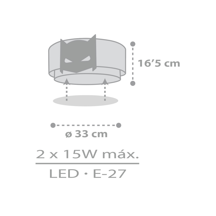 Dalber 61806 - Dječja stropna svjetiljka DARK HERO 2xE27/15W/230V