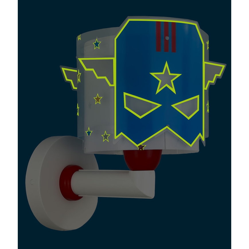 Dalber 61819 - Dječja zidna svjetiljka BLUE HERO 1xE27/15W/230V