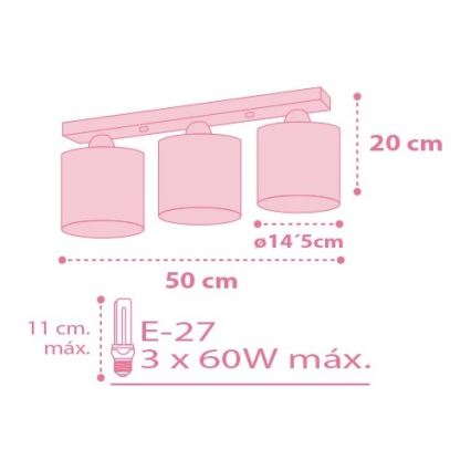 Dalber 62003S - Dječja stropna svjetiljka COLORS 3xE27/60W/230V