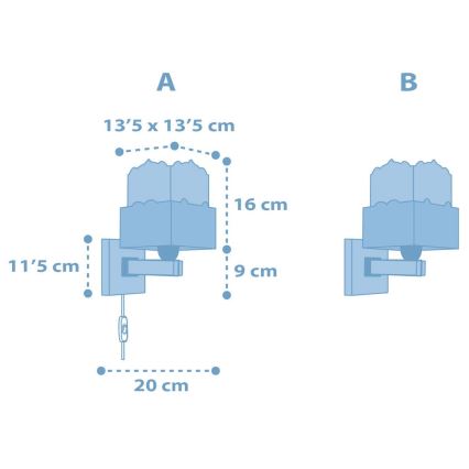 Dalber 63169T - Dječja zidna svjetiljka PANDA 1xE27/60W/230V plava