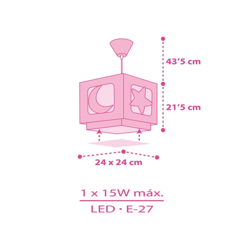 Dalber 63232S - Dječji luster na sajli MOON LIGHT 1xE27/60W/230V