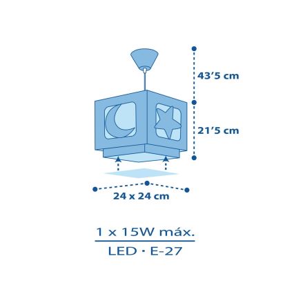 Dalber 63232T - Dječji luster MOON LIGHT 1xE27/60W/230V