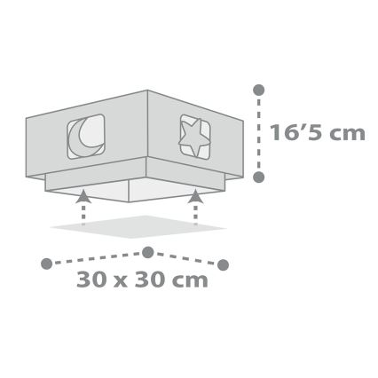 Dalber 63236E - Dječja stropna svjetiljka MOONLIGHT 2xE27/60W/230V siva