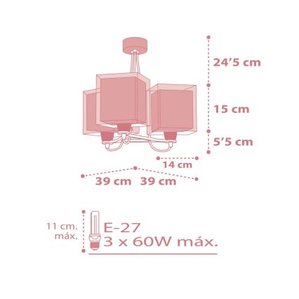 Dalber 63267S - Dječji luster KOALA 3xE27/60W/230V