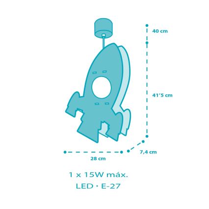 Dalber 63357 - Dječji luster ROCKET 1xE27/15W/230V