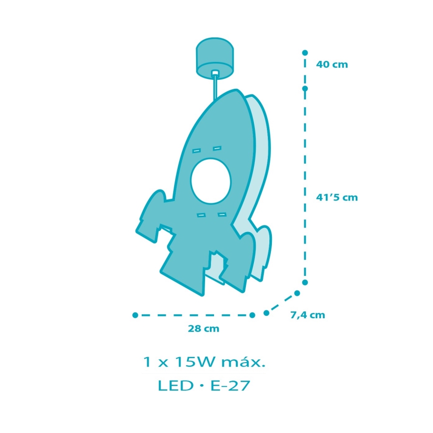 Dalber 63357 - Dječji luster ROCKET 1xE27/15W/230V