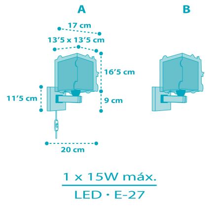 Dalber 63359 - Dječja zidna svjetiljka ROCKET 1xE27/15W/230V