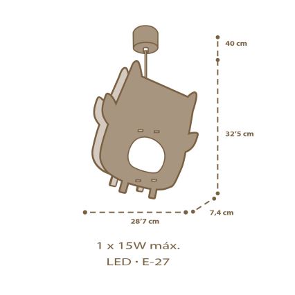 Dalber 63397 - Dječji luster OWL 1xE27/15W/230V